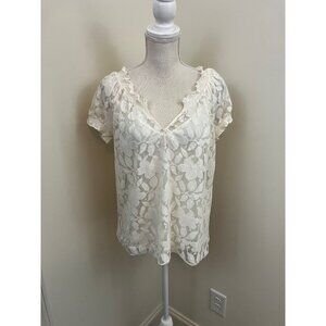 Trulli Cream Colored Cami Floral Mesh Layover Top Size Medium
